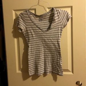 V neck striped shirt
